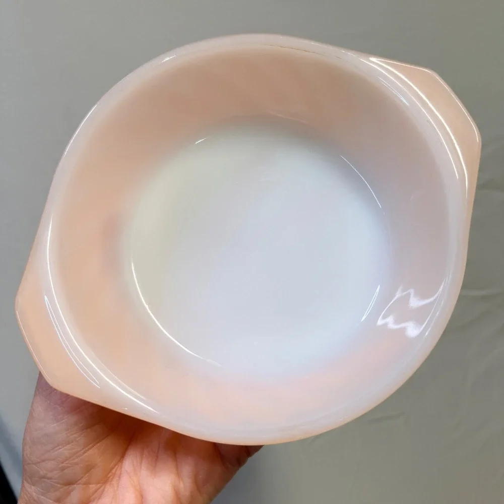 Vintage 70's Anchor Hocking Fire king, peach lusterware 2 piece casserole dishes
